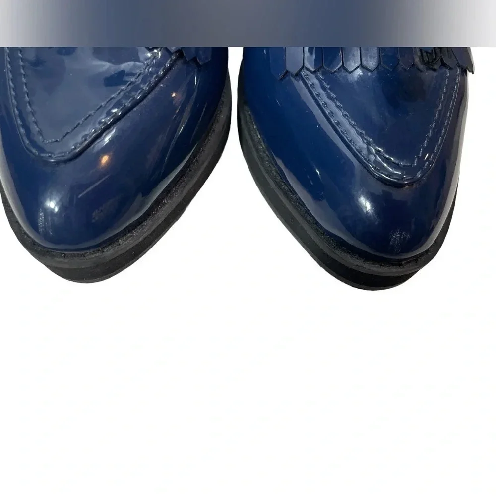 Lord & Taylor Design Lab Patent Navy Blue Loafers With Tassels Size 7B - Picture 9 of 9
